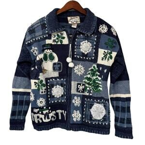 Vintage Heirloom Collectibles Frosty The Snowman Sweater Cardigan Christmas